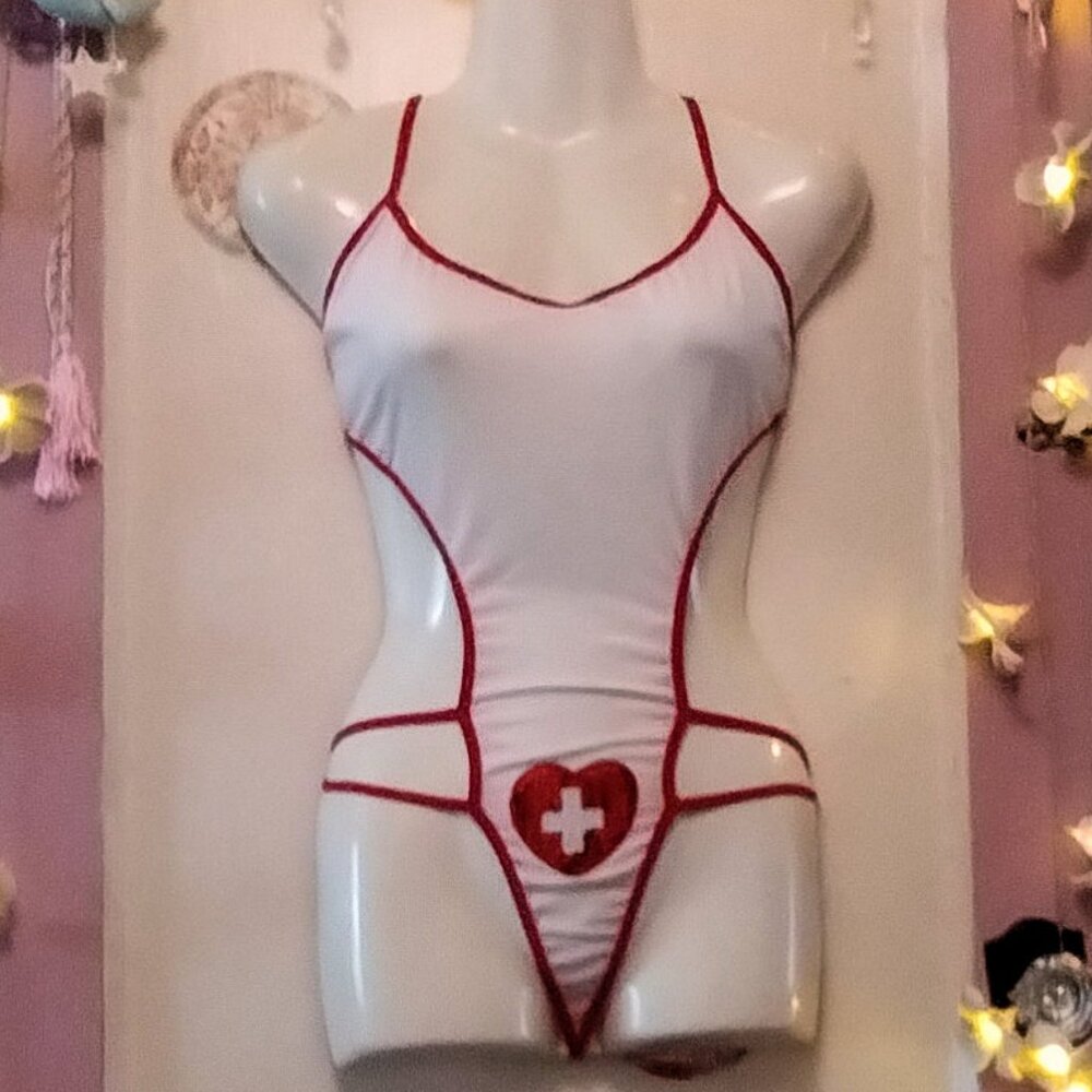 Sexy (XL) Strappy Nurse Lingerie Bodysuit - NWOT